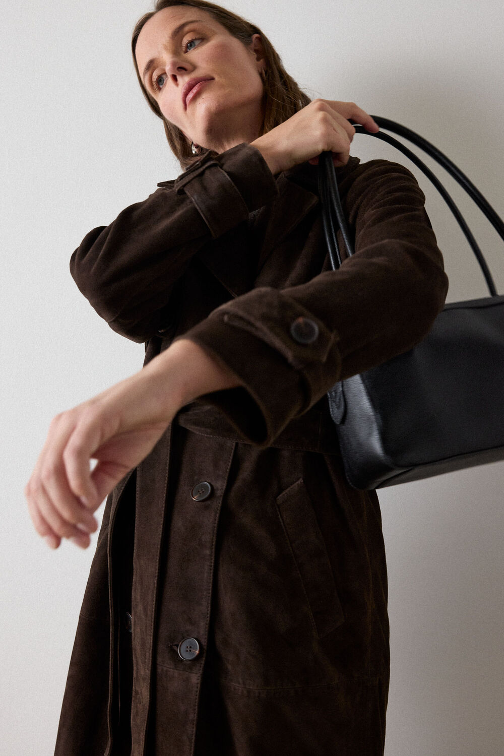 Chocolate Suede Trench Coat