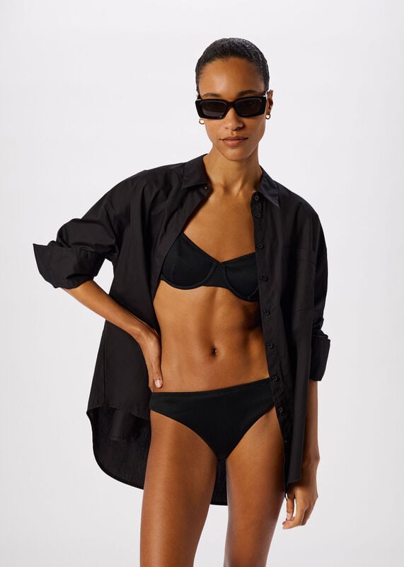 Black Ribbed Basic Bikini Bottom