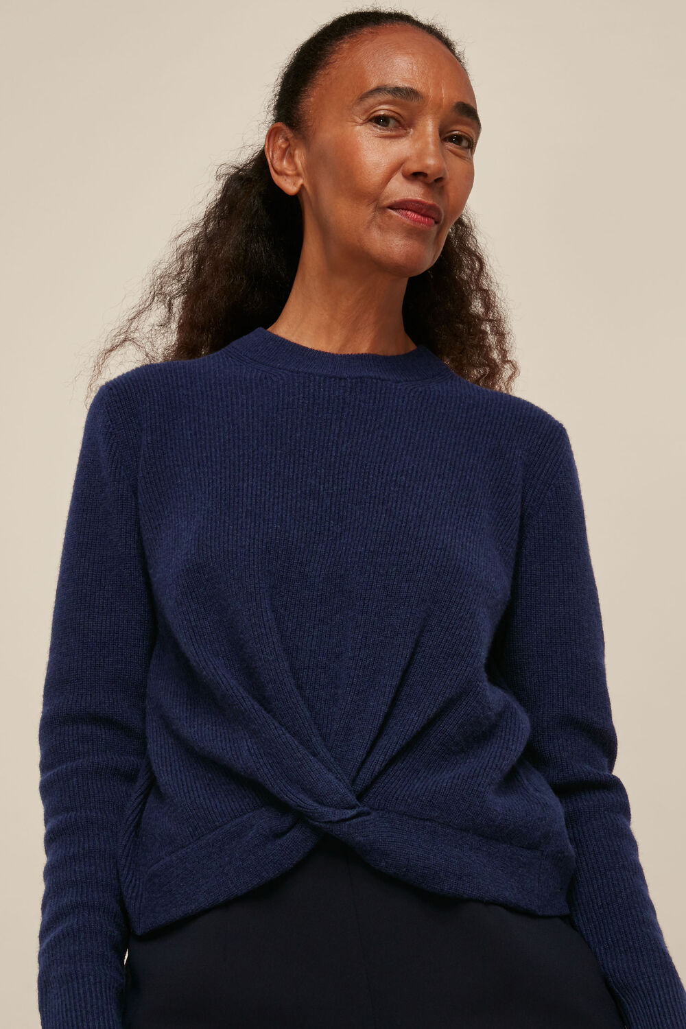 Twist Front Wool Cashmere Knit