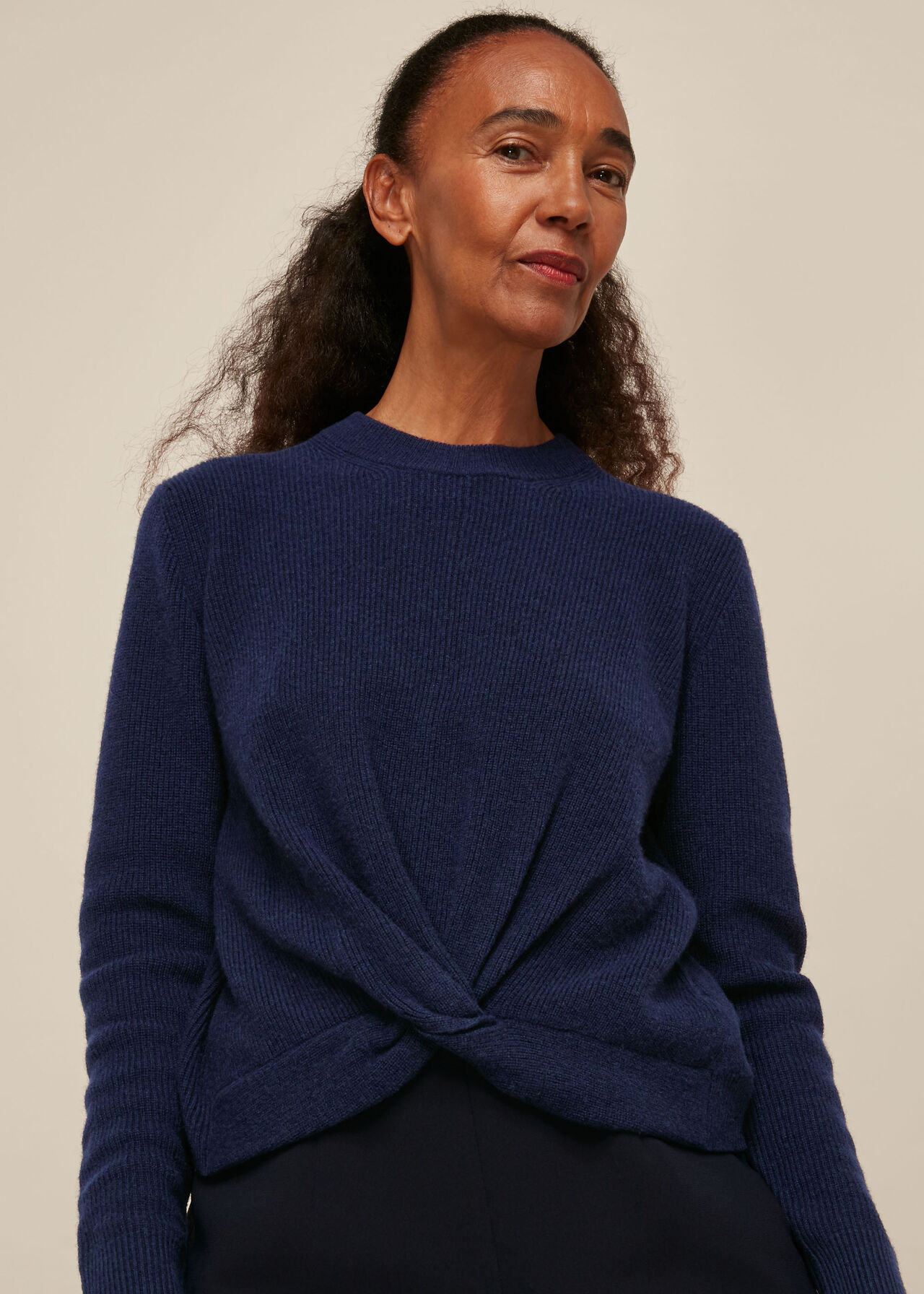 Twist Front Wool Cashmere Knit