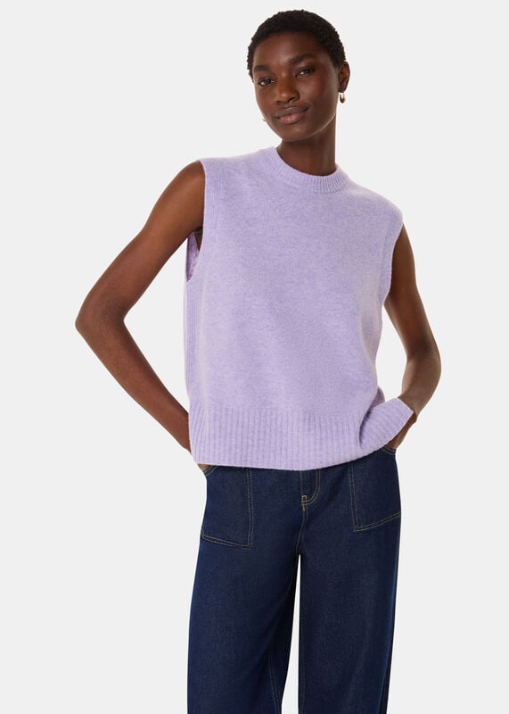 Lilac Wool Sleeveless Sweater Vest