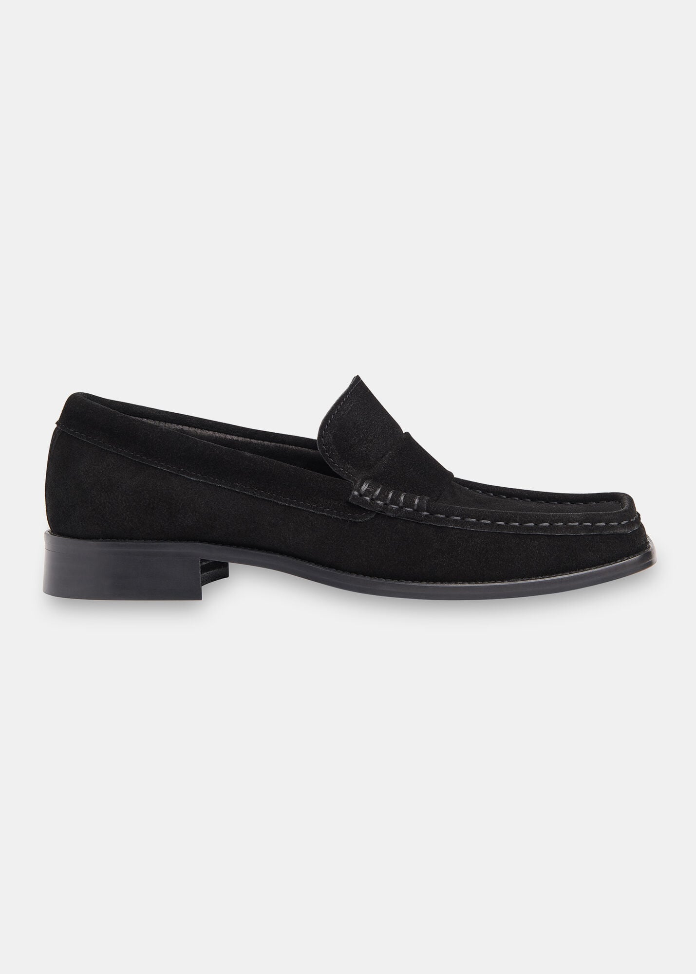 Black Mora Suede Square Toe Loafer | WHISTLES | Whistles US |