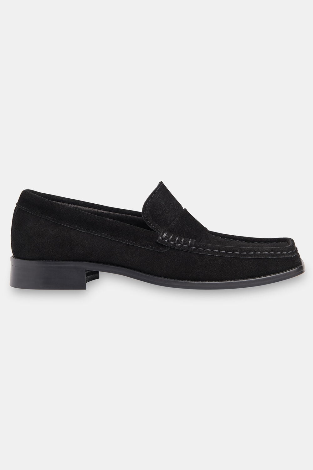 Black Mora Suede Square Toe Loafer