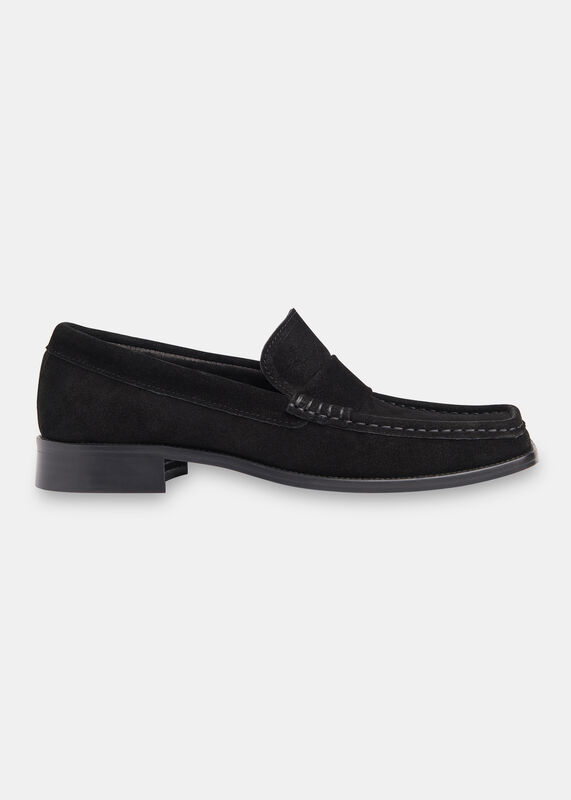 Black Mora Suede Square Toe Loafer