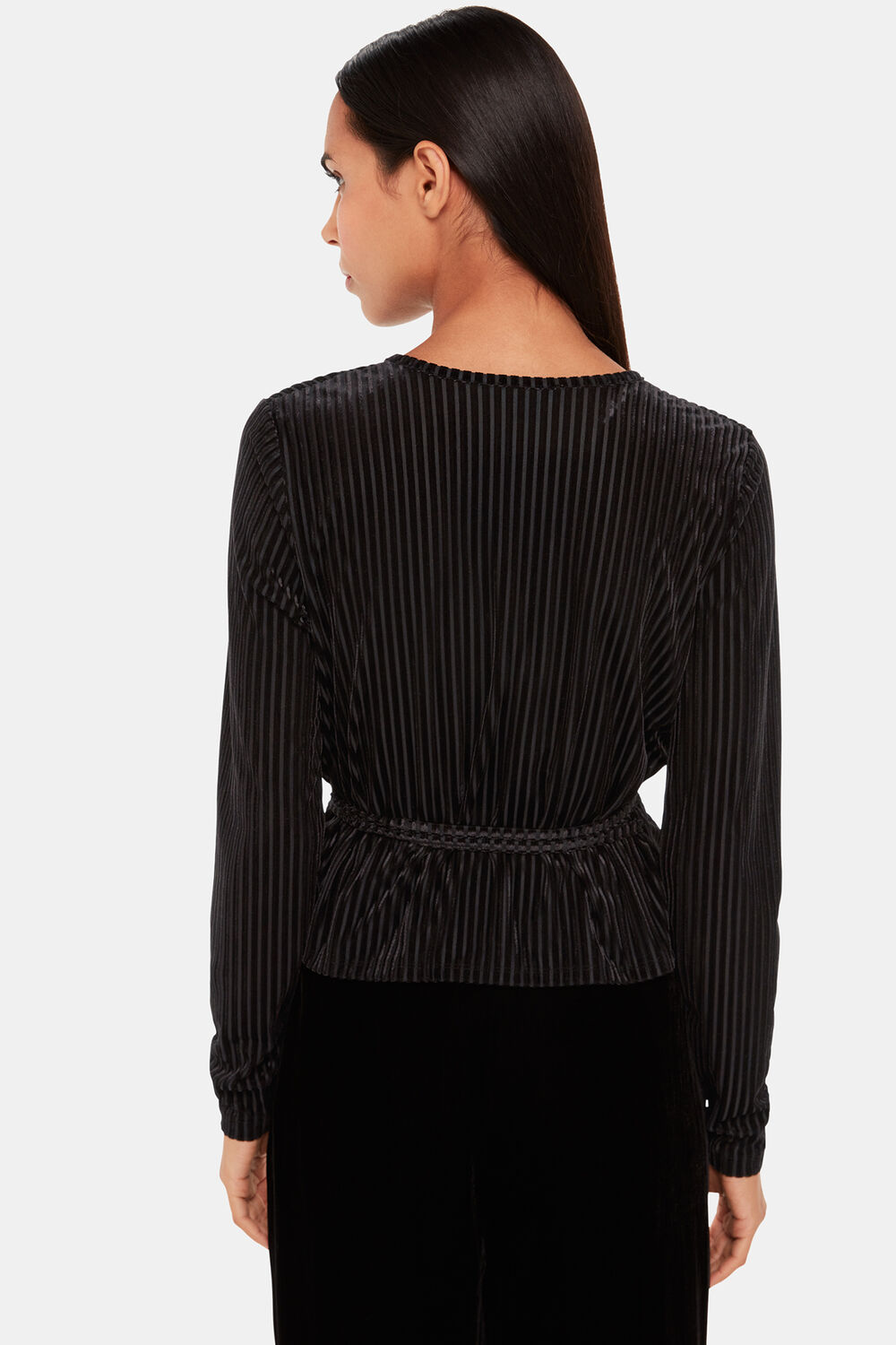 Black Velvet Stripe Wrap Cardigan