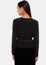 Velvet Stripe Wrap Cardigan