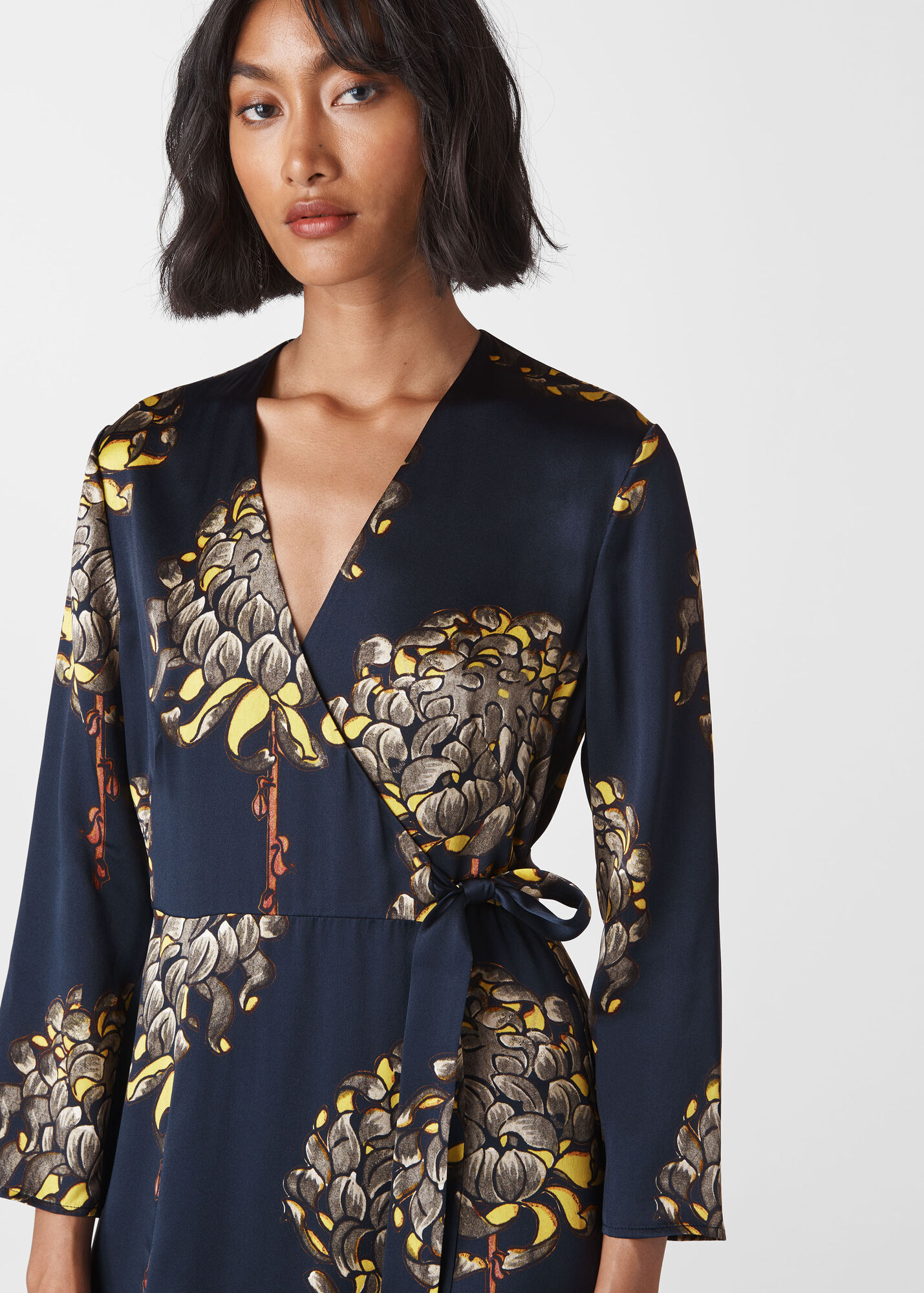 Navy/Multi Gabrielle Silk Wrap Dress WHISTLES