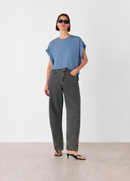 Short Sleeve Crepe Shell Top