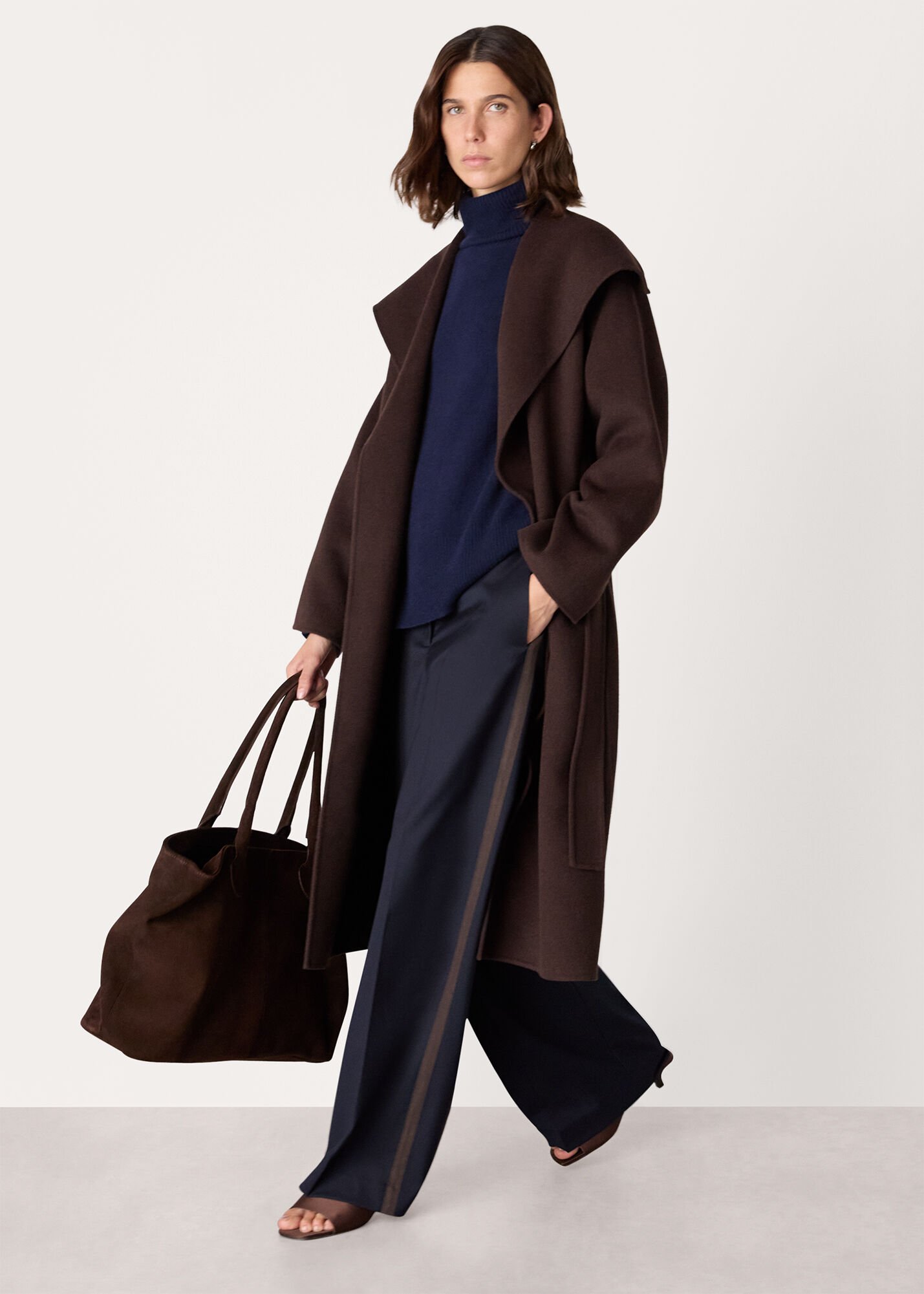 Chocolate Cosima Double Face Coat | WHISTLES | Whistles US |