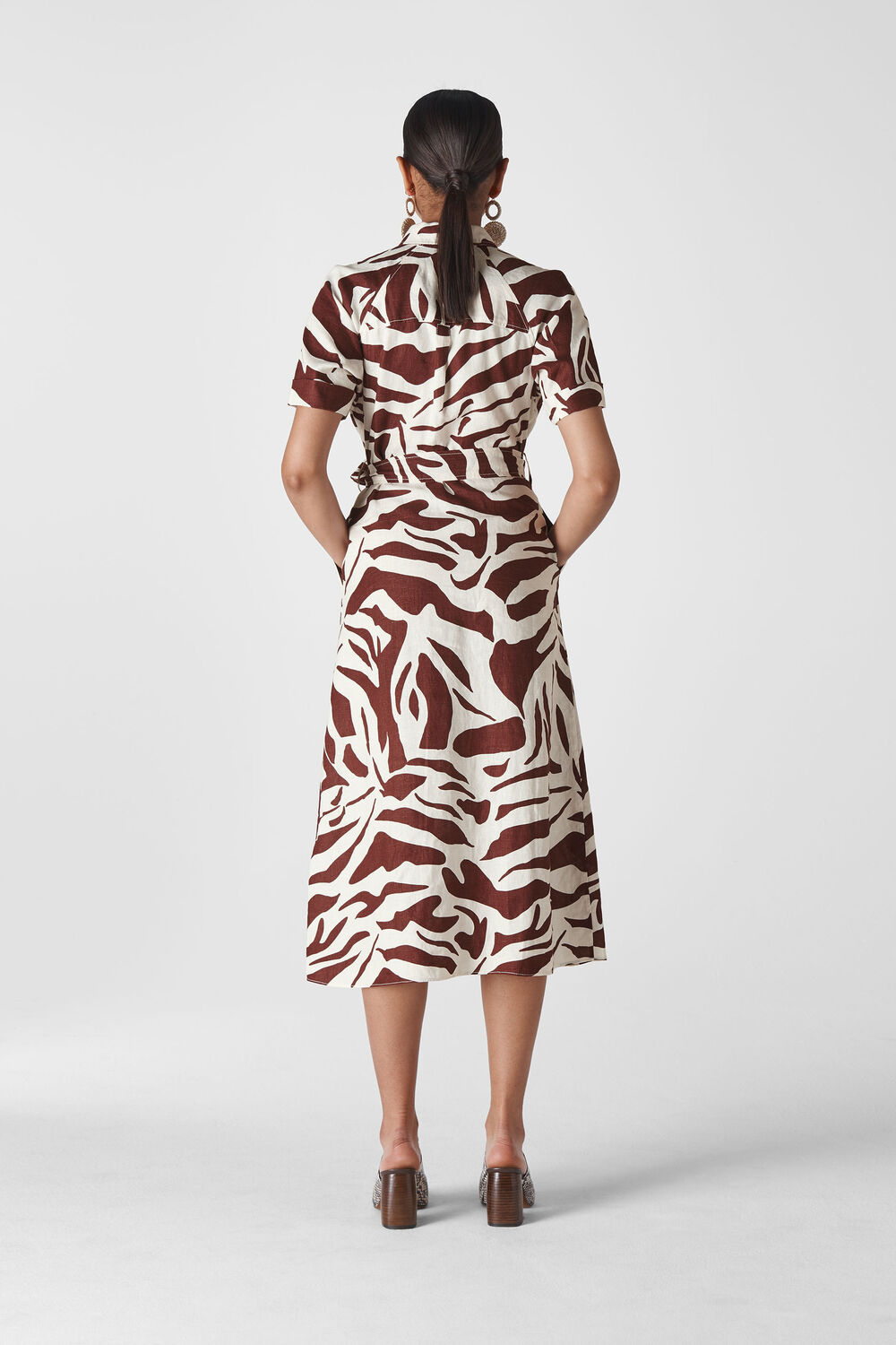 Graphic Zebra Shirt Dress Brown/Multi