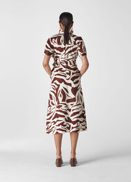 Graphic Zebra Shirt Dress Brown/Multi