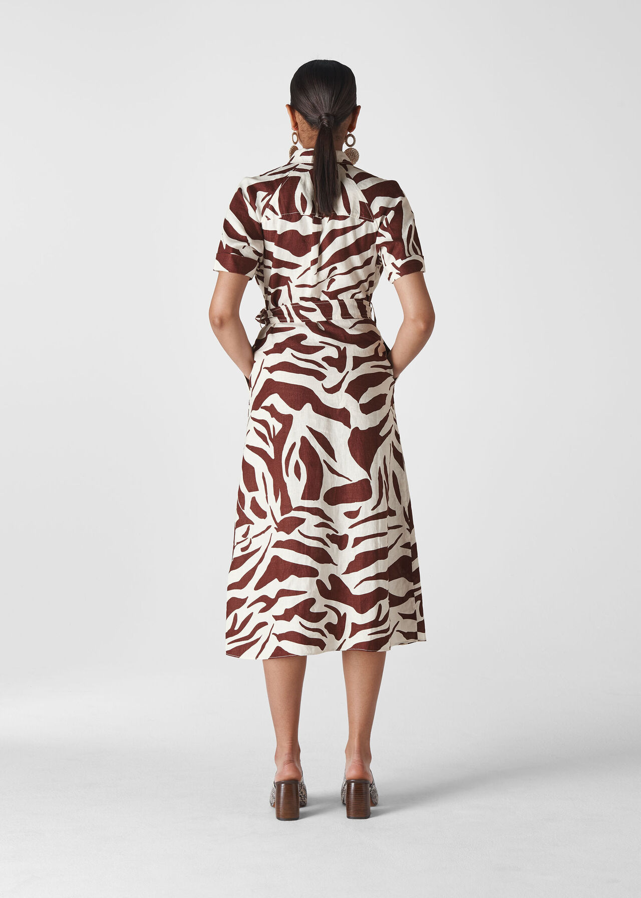 Graphic Zebra Shirt Dress Brown/Multi