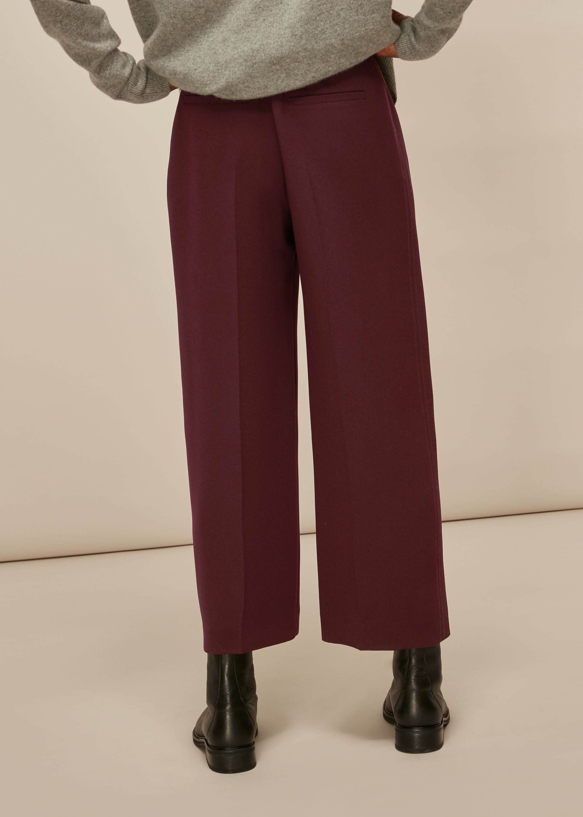 Burgundy wide leg trousers 2025