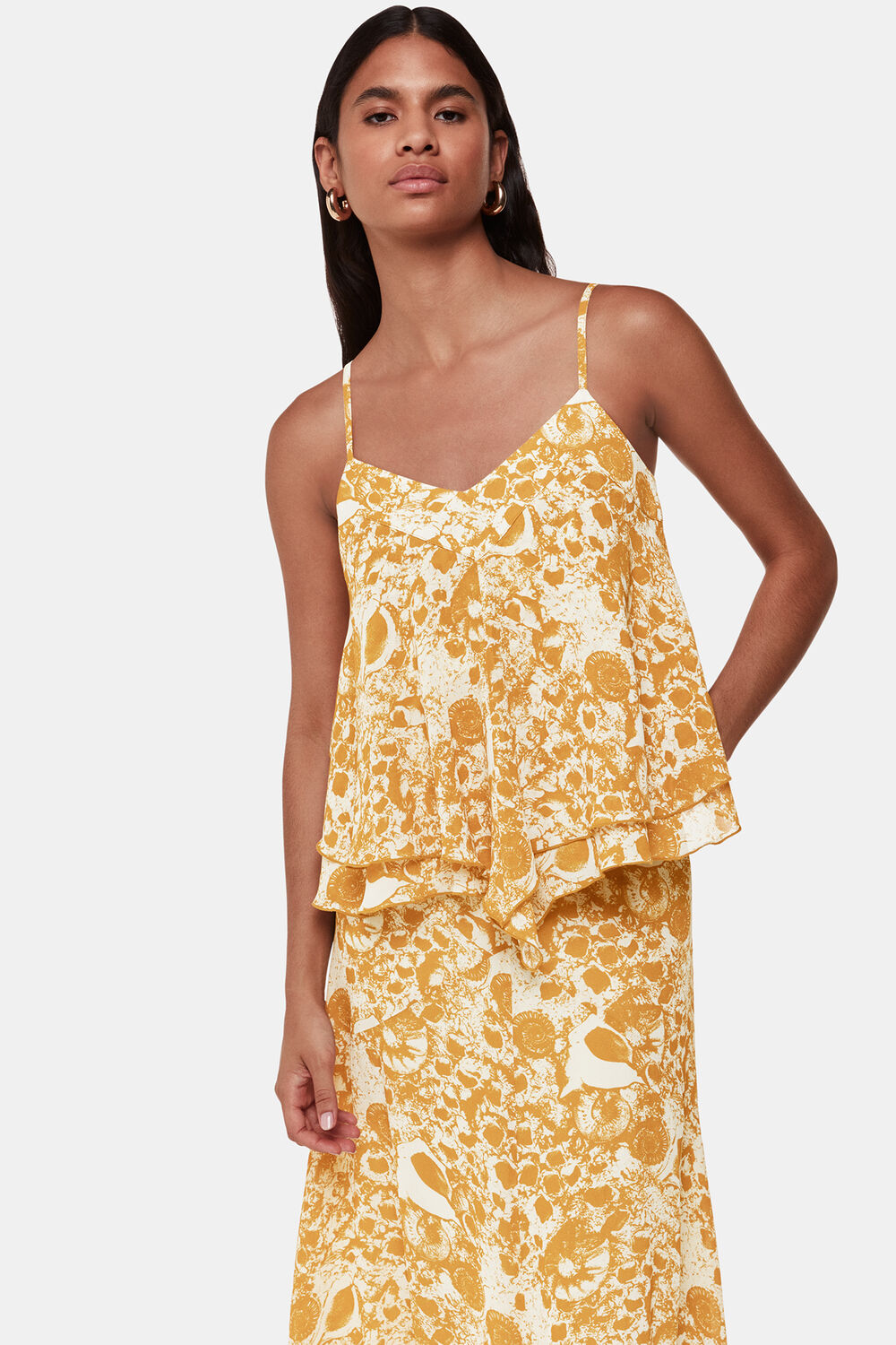 Yellow Seashore Print Cami Top