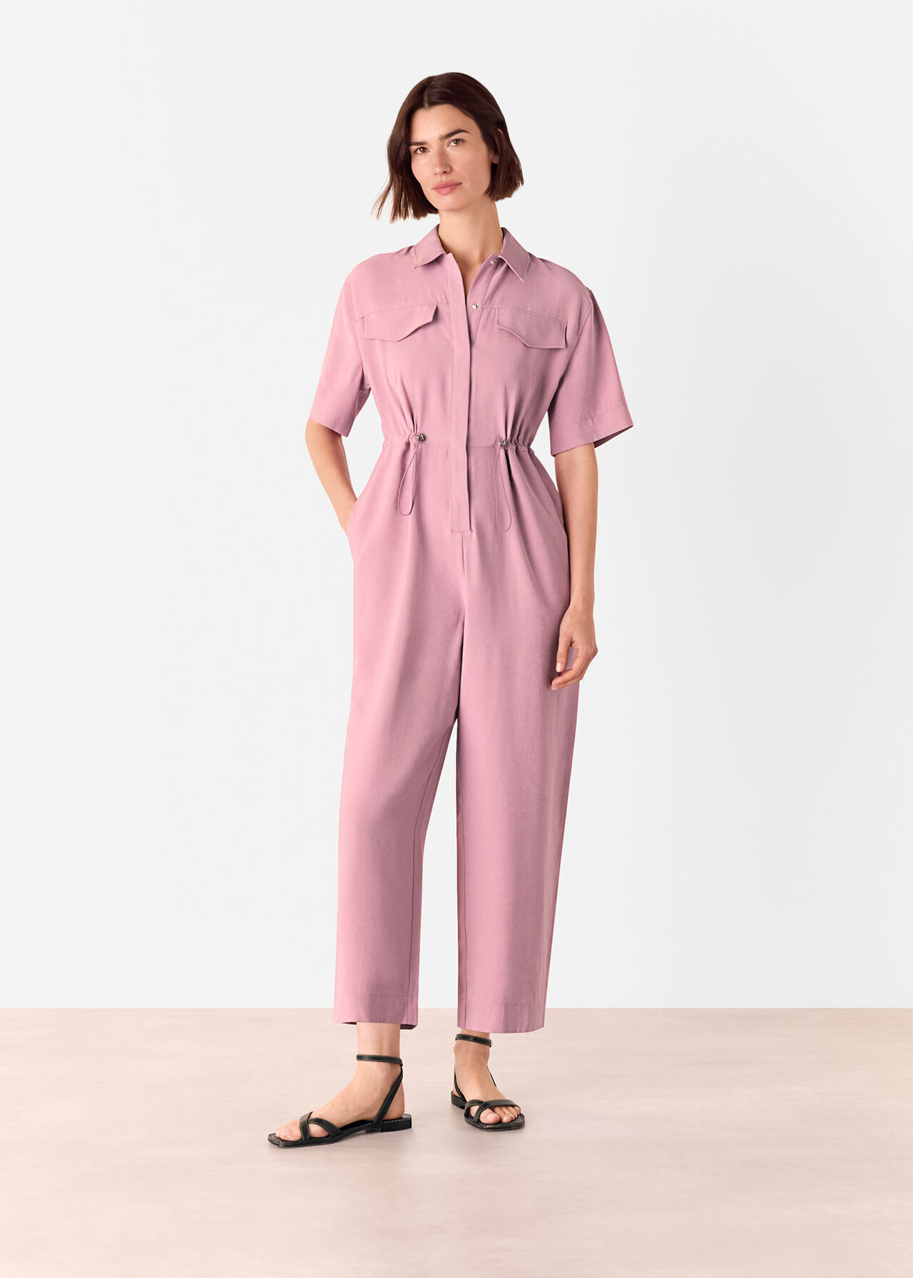 Short Sleeved Utility Jumpsuit