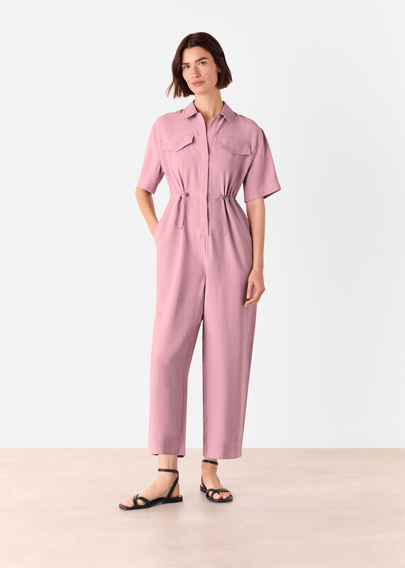 Pink Short Sleeved Utility Jumpsuit