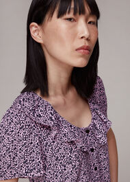 Flower Stamp Frill Blouse