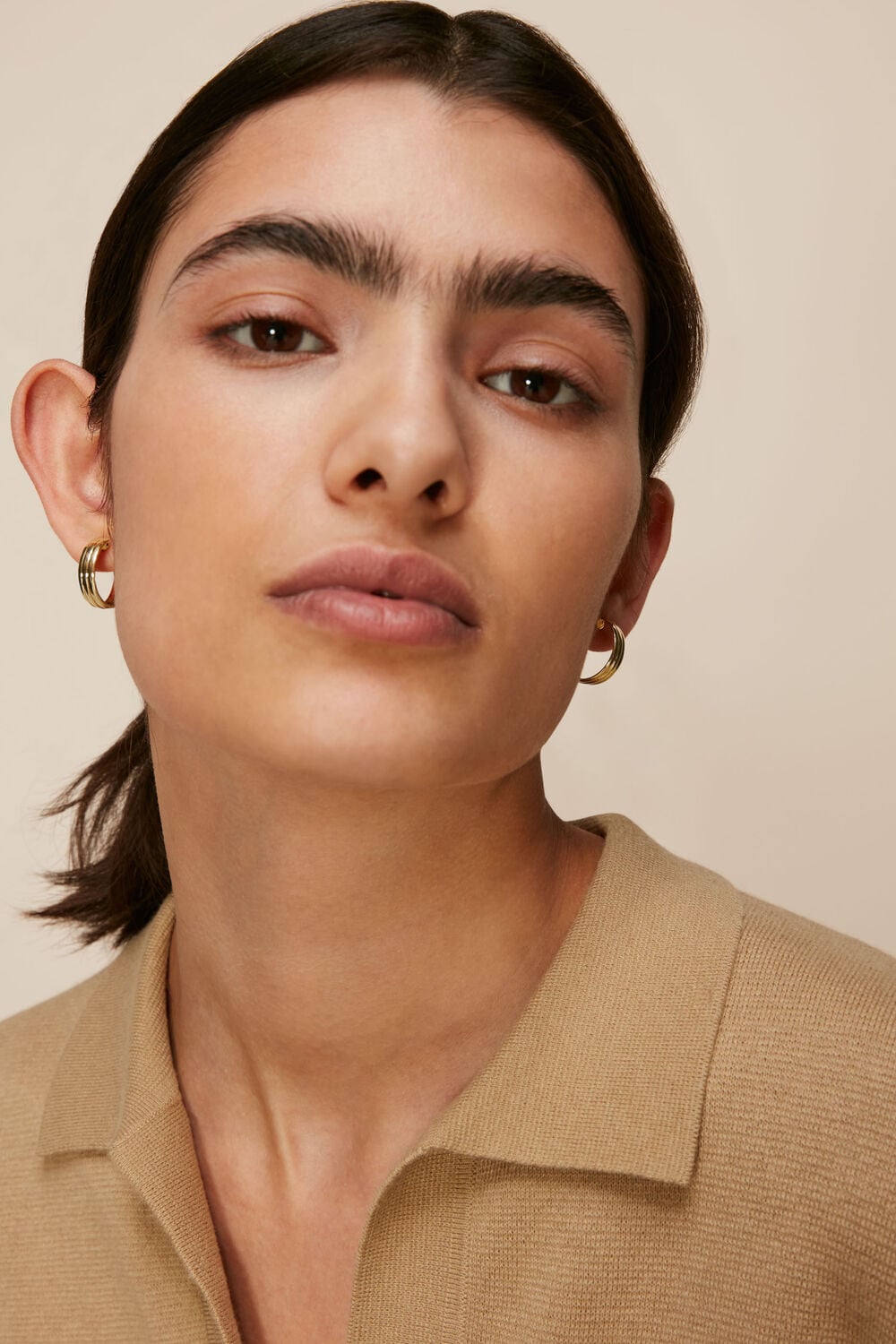 Gold Linear Hoop Earring
