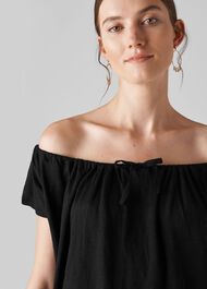 Tie Neck Bardot Top Black
