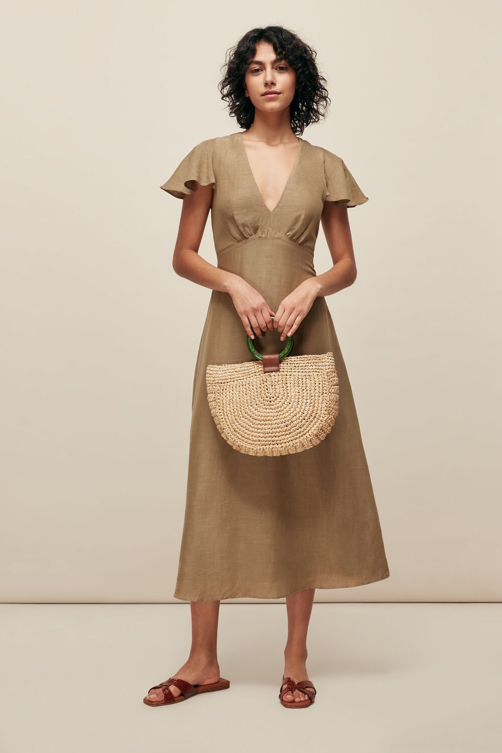Frill Sleeve Midi Dress