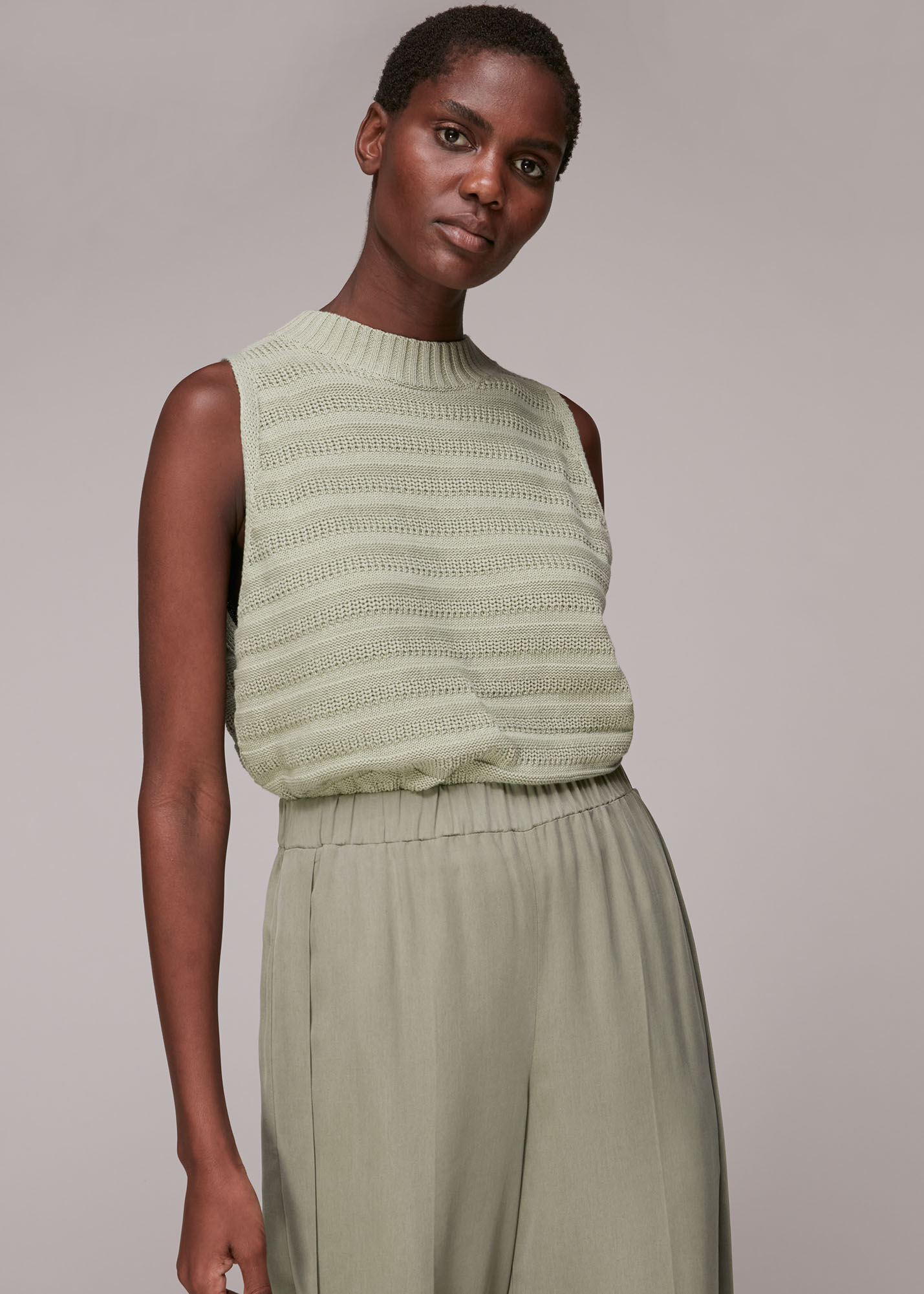 Khaki Wide Leg Trouser WHISTLES