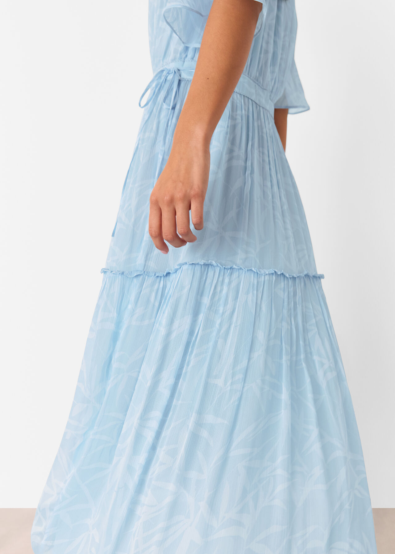 Petite Bamboo Leaves Gathered Dress