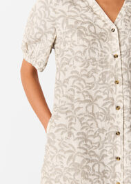 Palm Print Linen Blend Dress