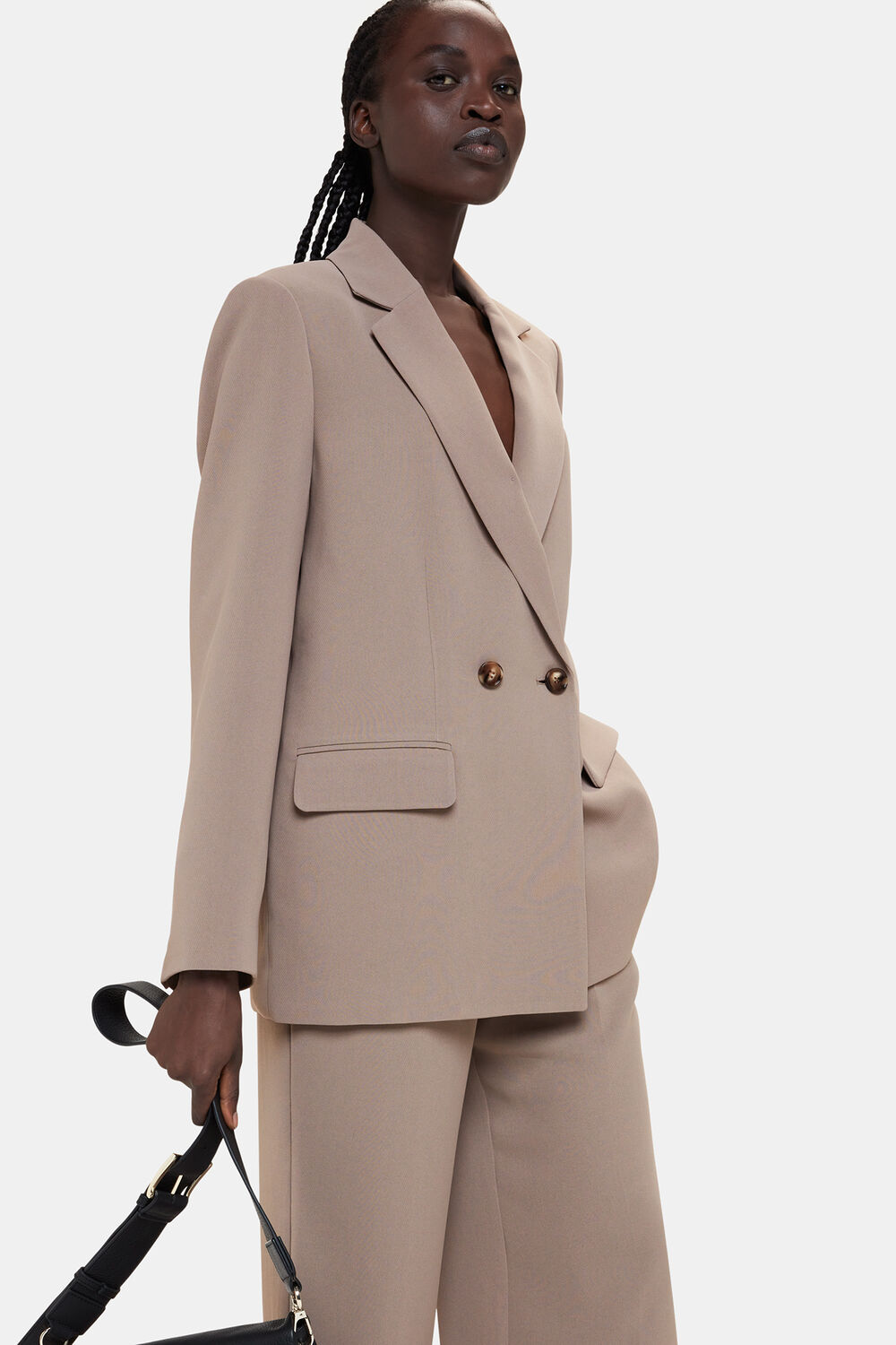 Taupe Nina Double Breasted Blazer