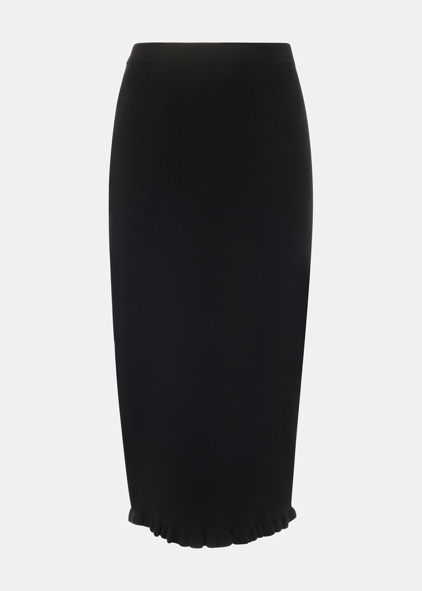 Black Frill Hem Knitted Midi Skirt WHISTLES