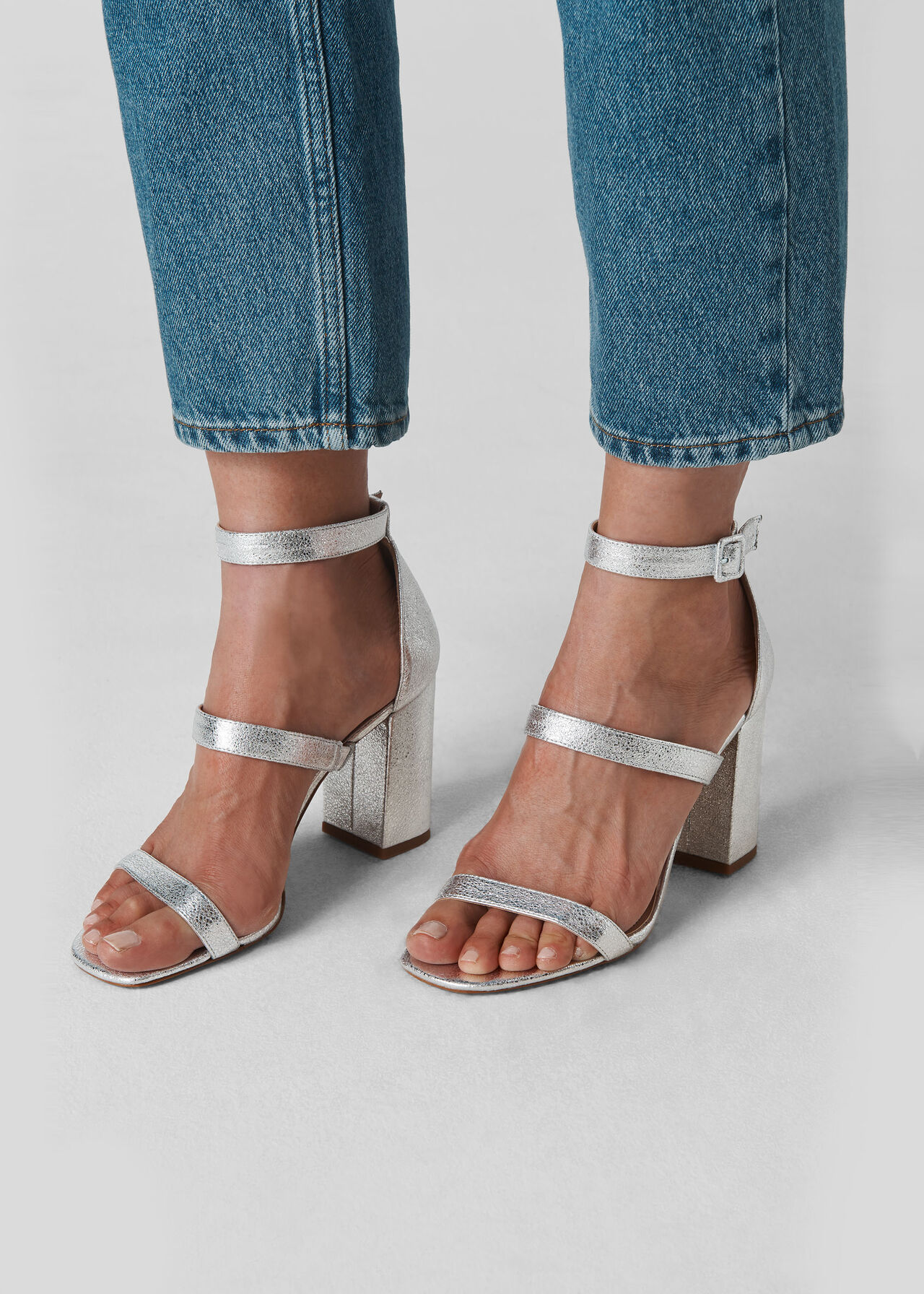 Hayes Block Heel Sandal Silver