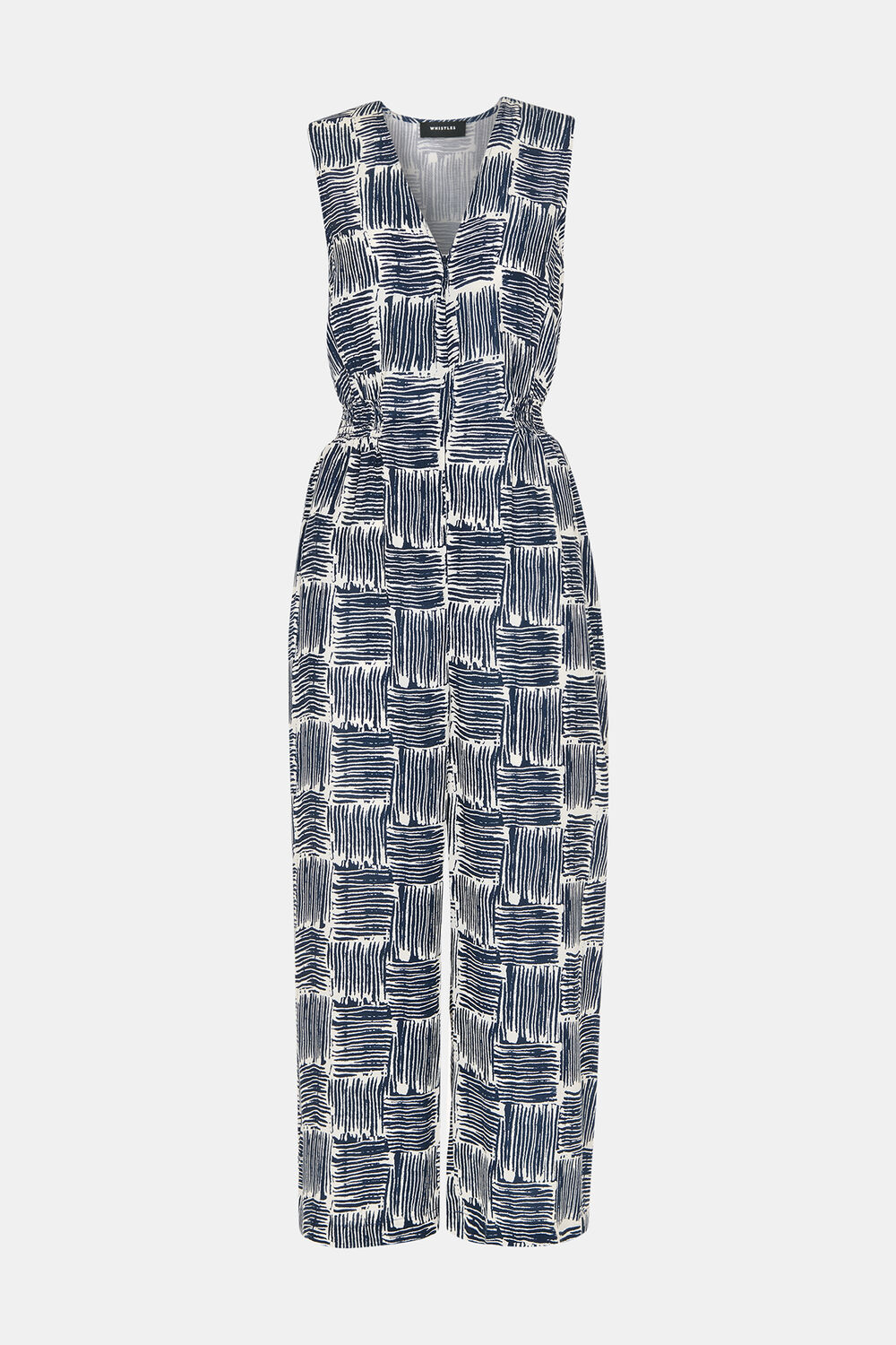 Navy Petite Hatch Squares Jumpsuit