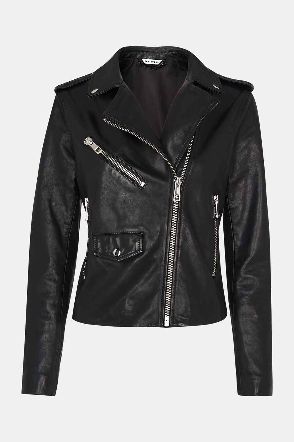 Agnes Pocket Leather Jacket Black