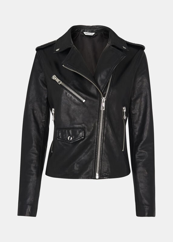Black Agnes Pocket Leather Jacket