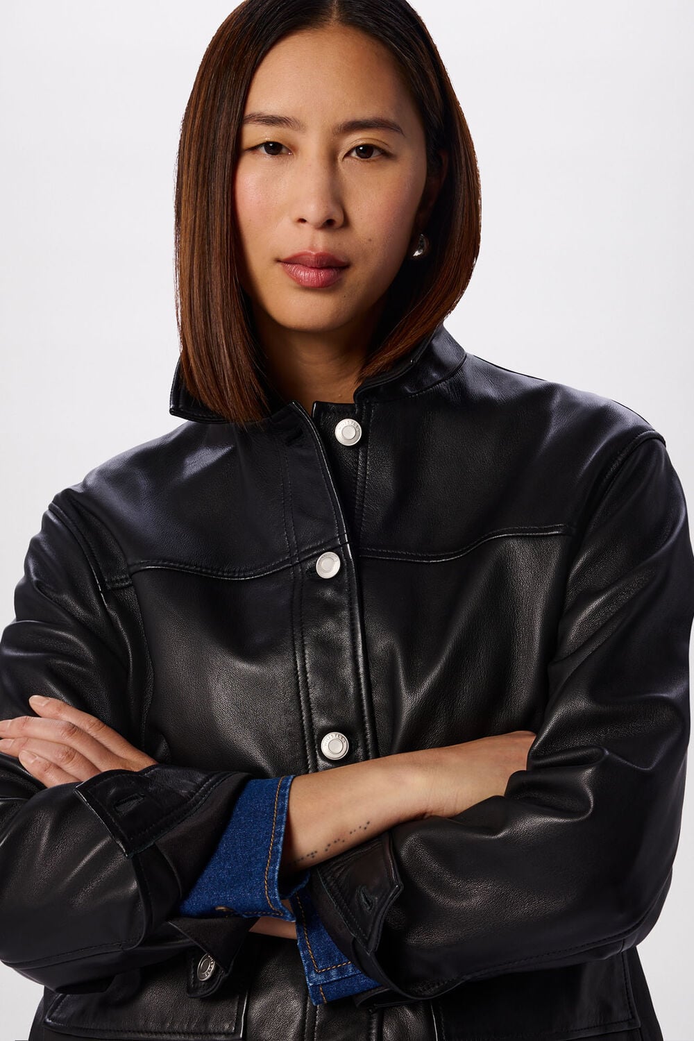 Black Natia Leather Western Jacket