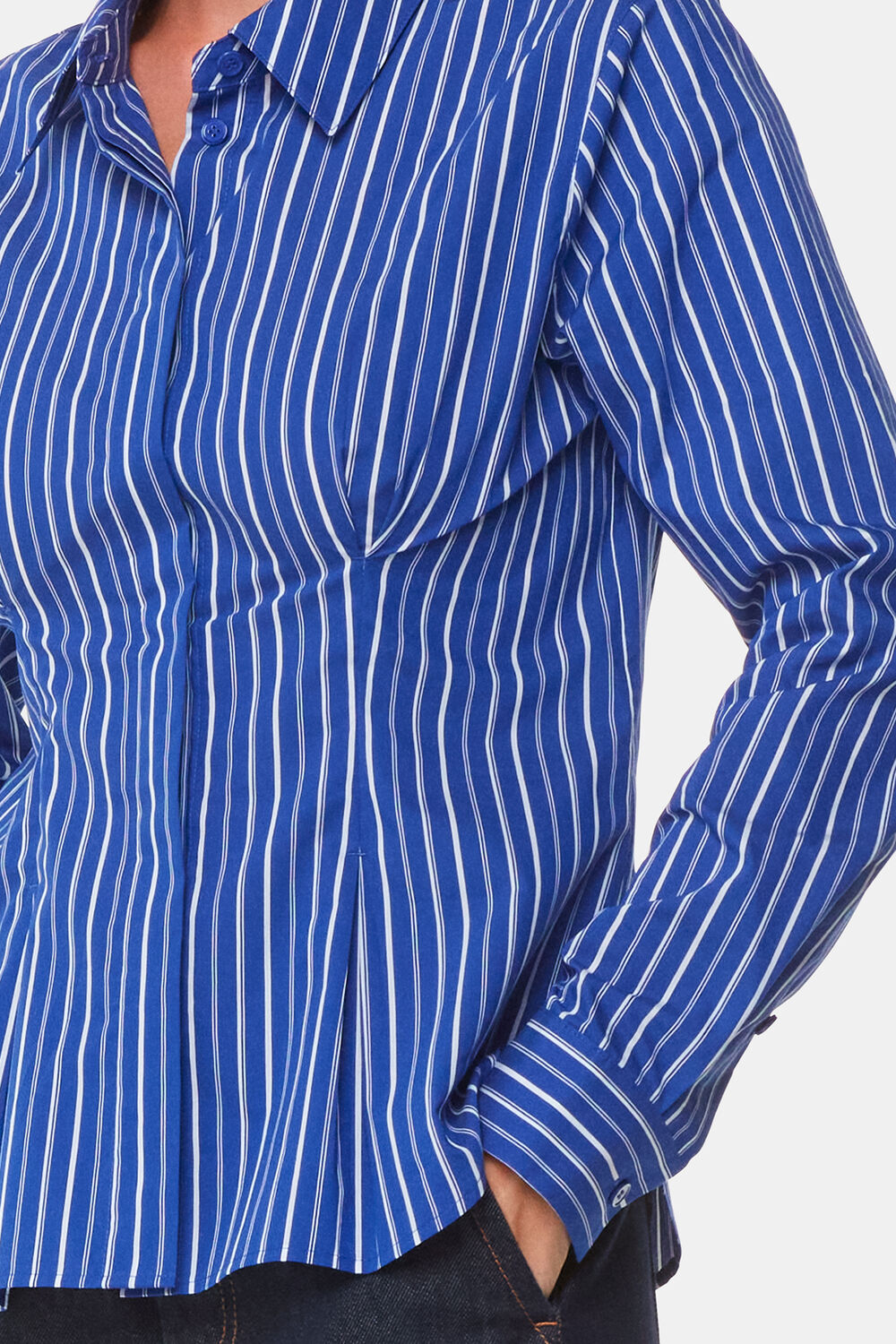 Stripe Waisted Cotton Shirt