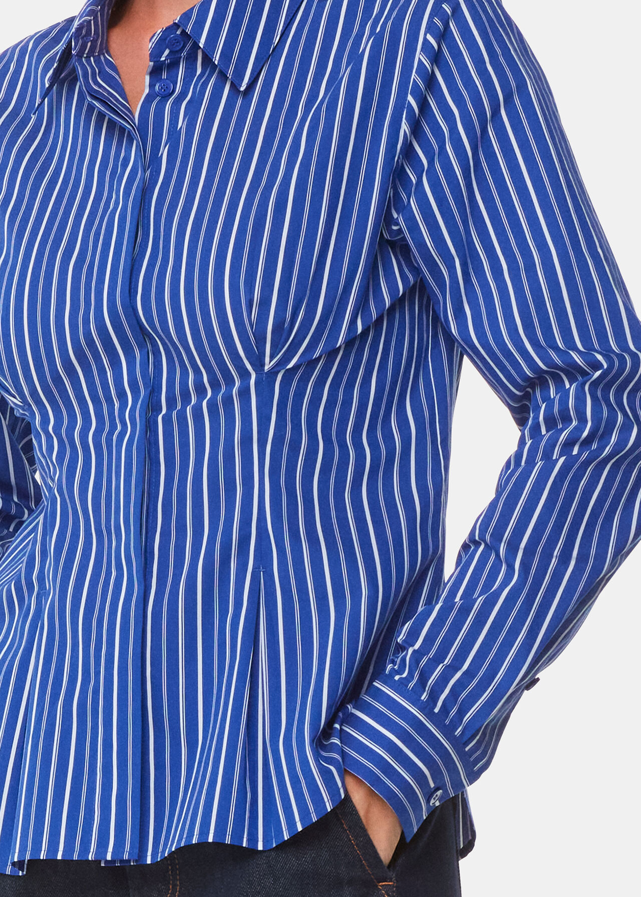 Stripe Waisted Cotton Shirt