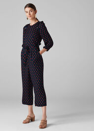 Precilla Spot Silk Jumpsuit