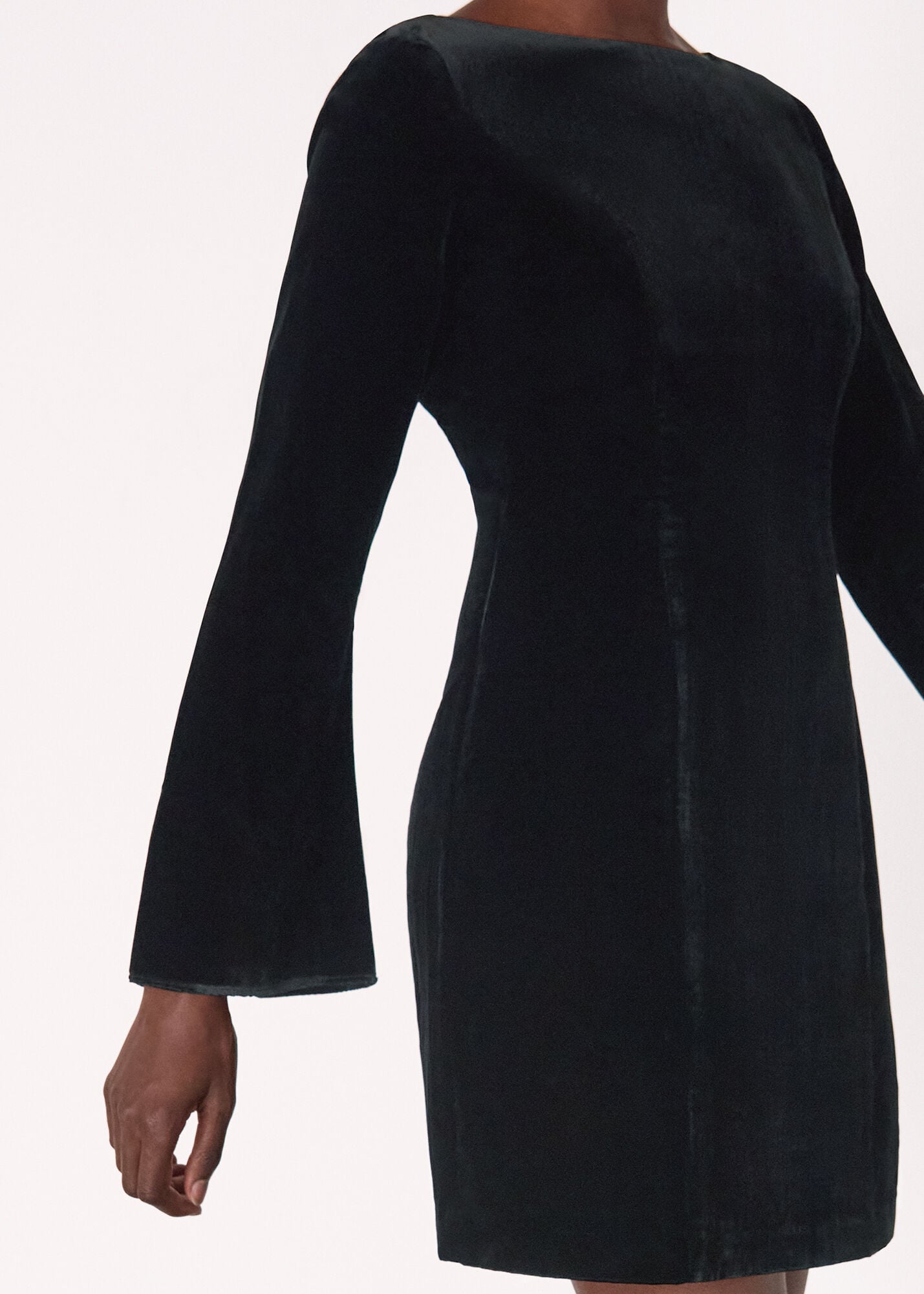 Black Velvet Flare Sleeve Dress | WHISTLES | Whistles US |