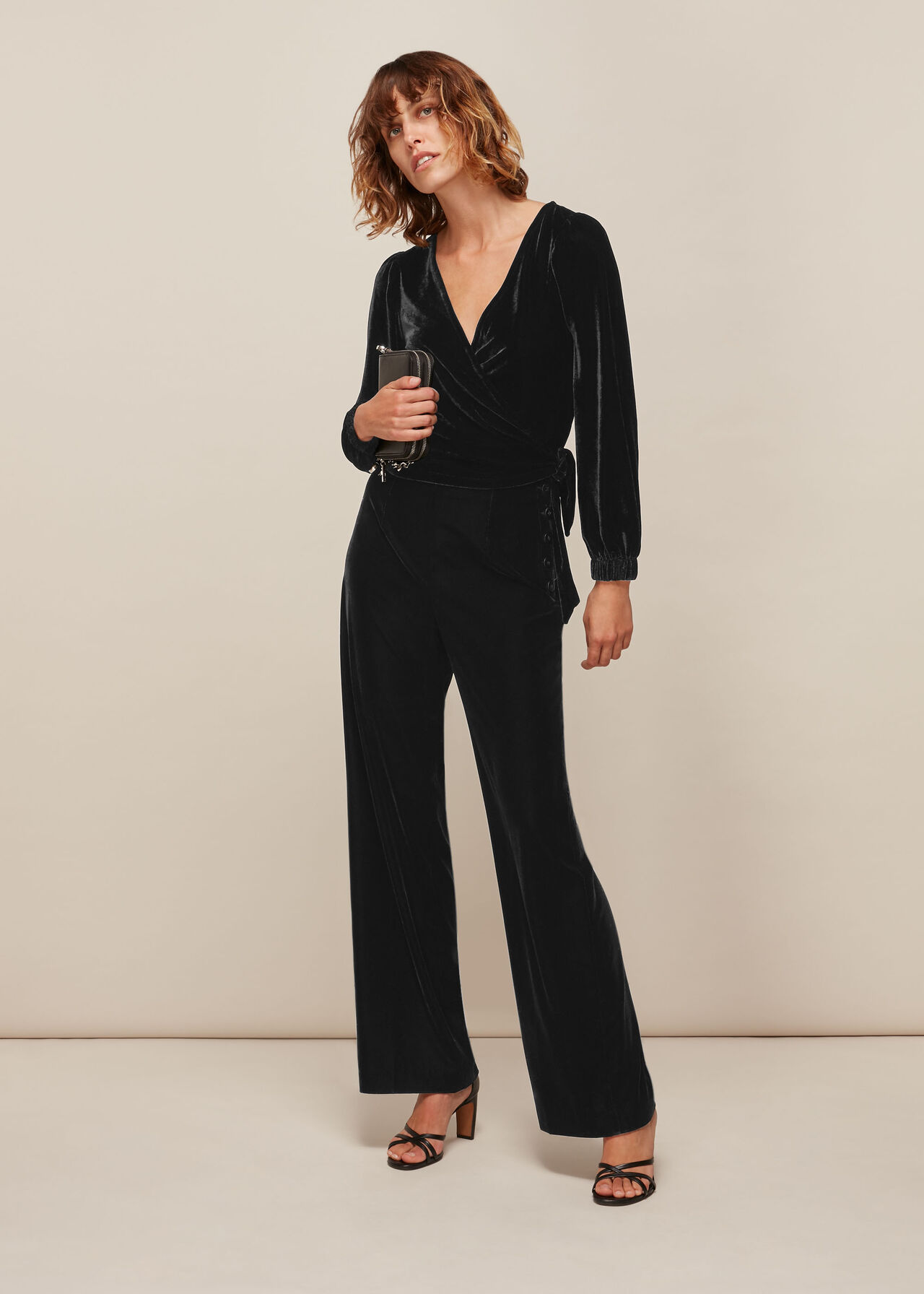 Black Velvet Wrap Top | WHISTLES