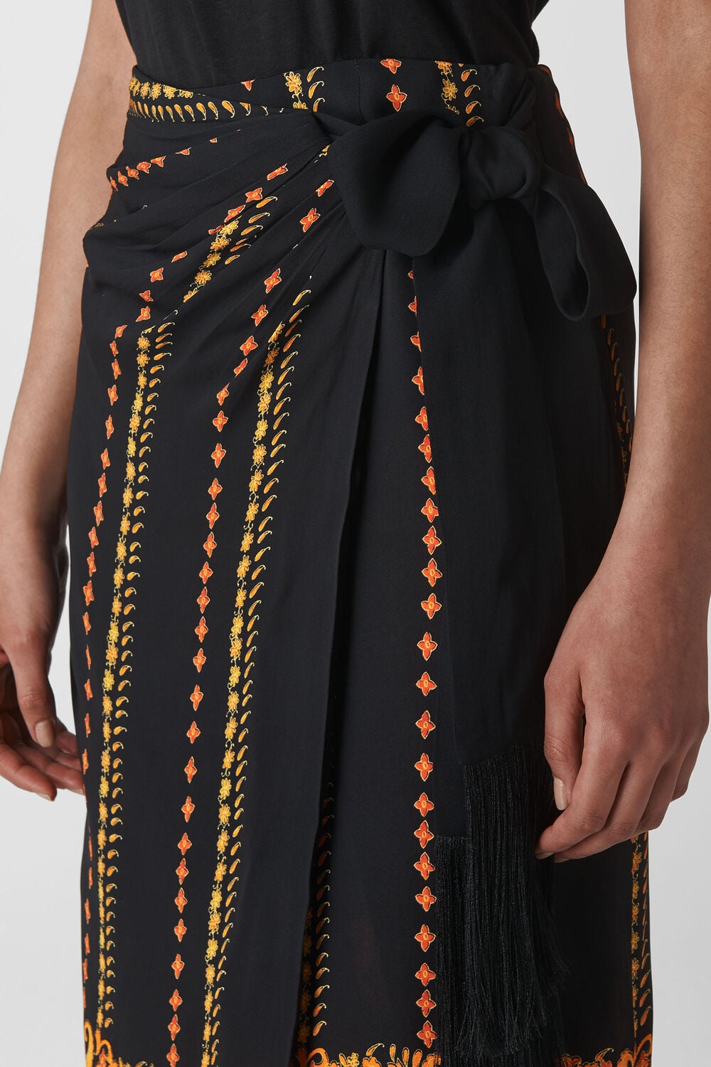 Paisley Scarf Sarong Skirt Black/Multi
