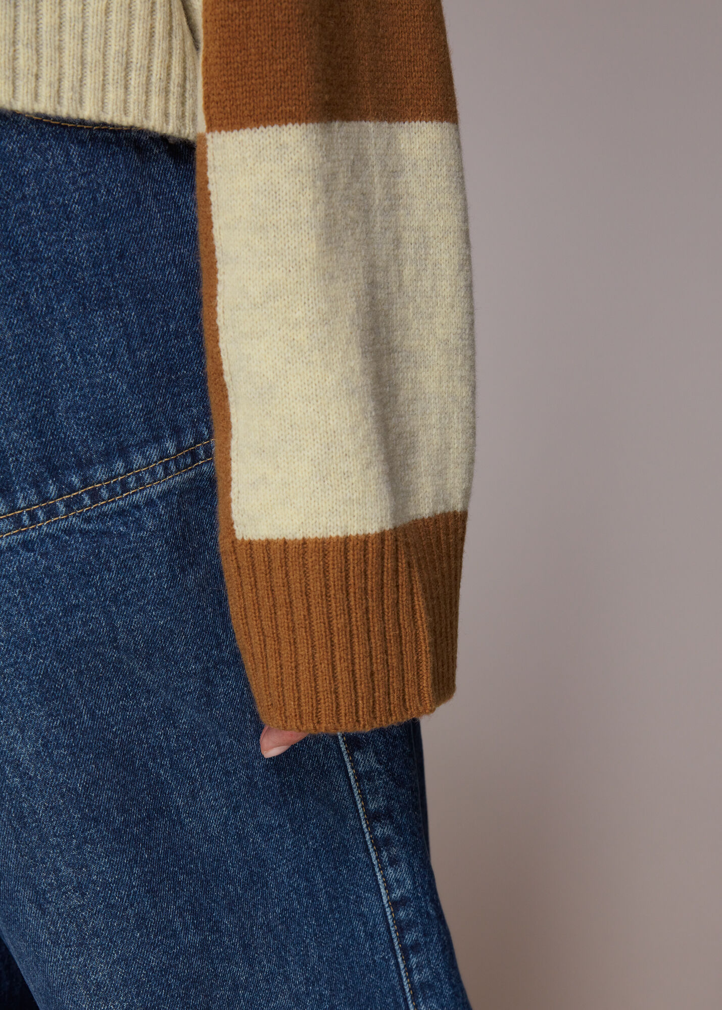Neutral Check Wool Blend Jumper WHISTLES