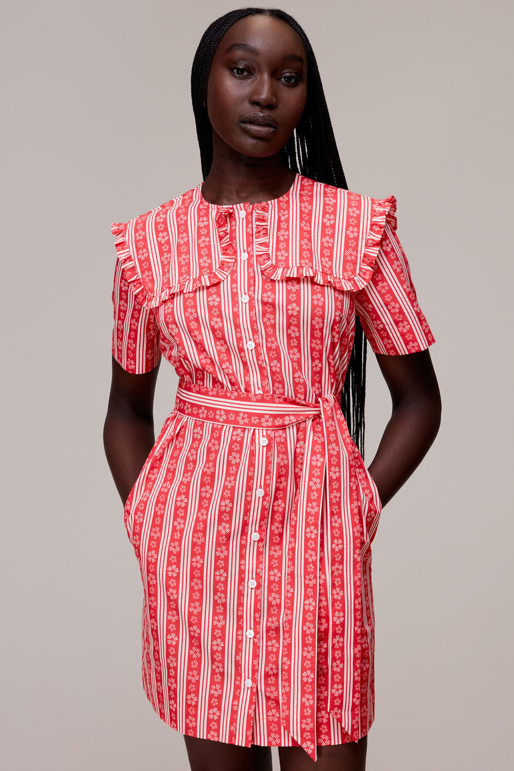 Stripe Collar Mini Dress