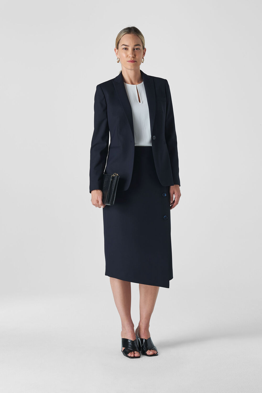 Anita Tailored Pencil Skirt Navy
