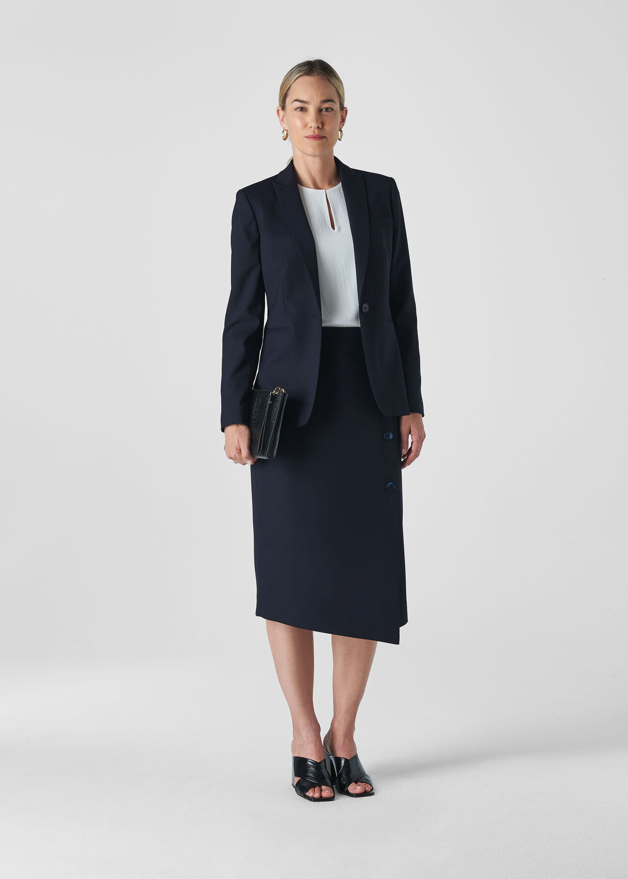 Anita Tailored Pencil Skirt Navy