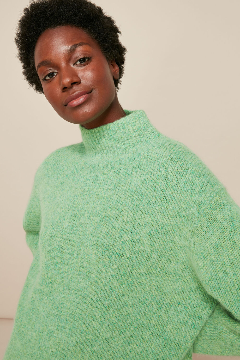 Erica Flecked Funnel Neck Knit
