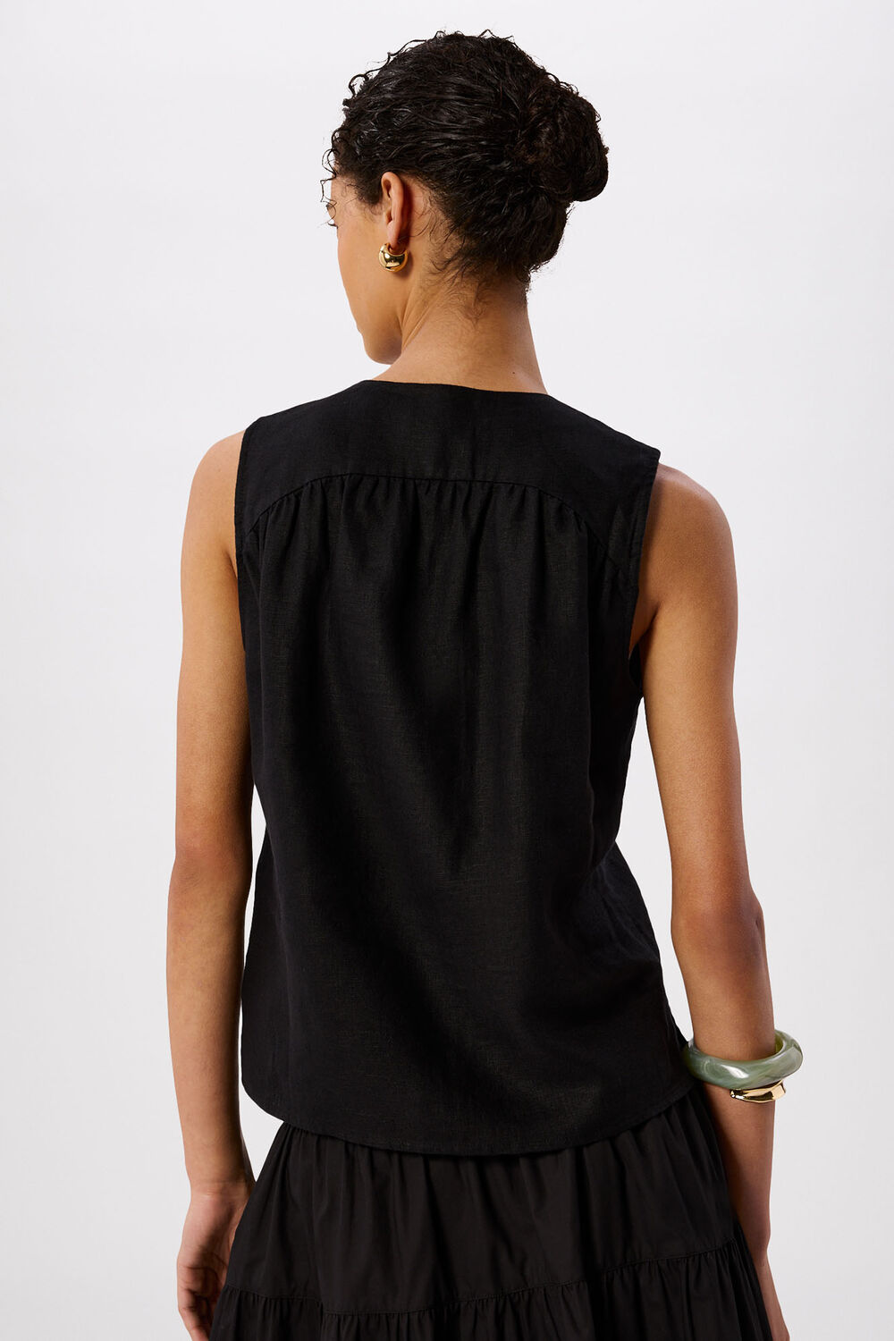 Black Laura Linen Tank