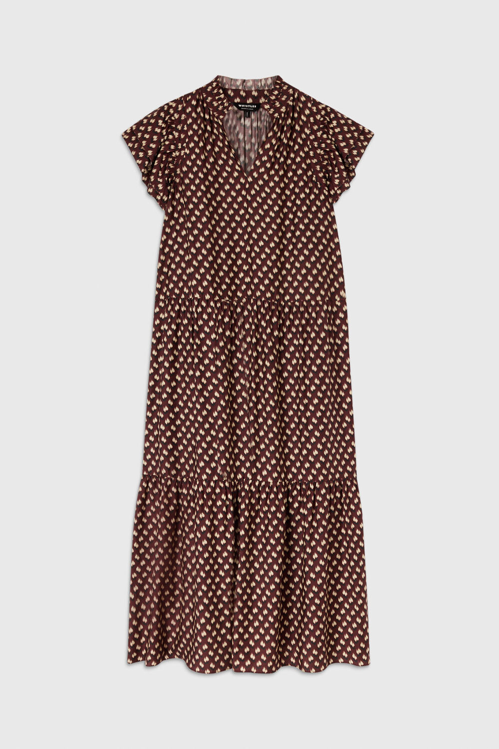 Brown Ikat Spot Midi Dress