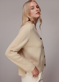 Ribbed Detail Wool Cardigan