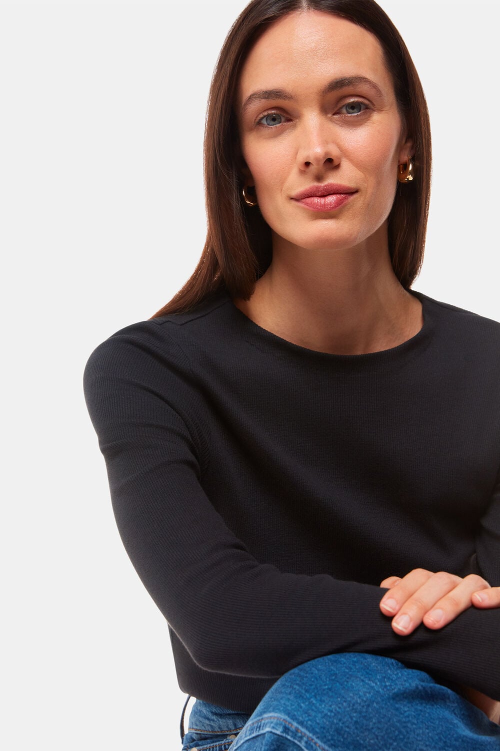High Neck Long Sleeve Rib Top