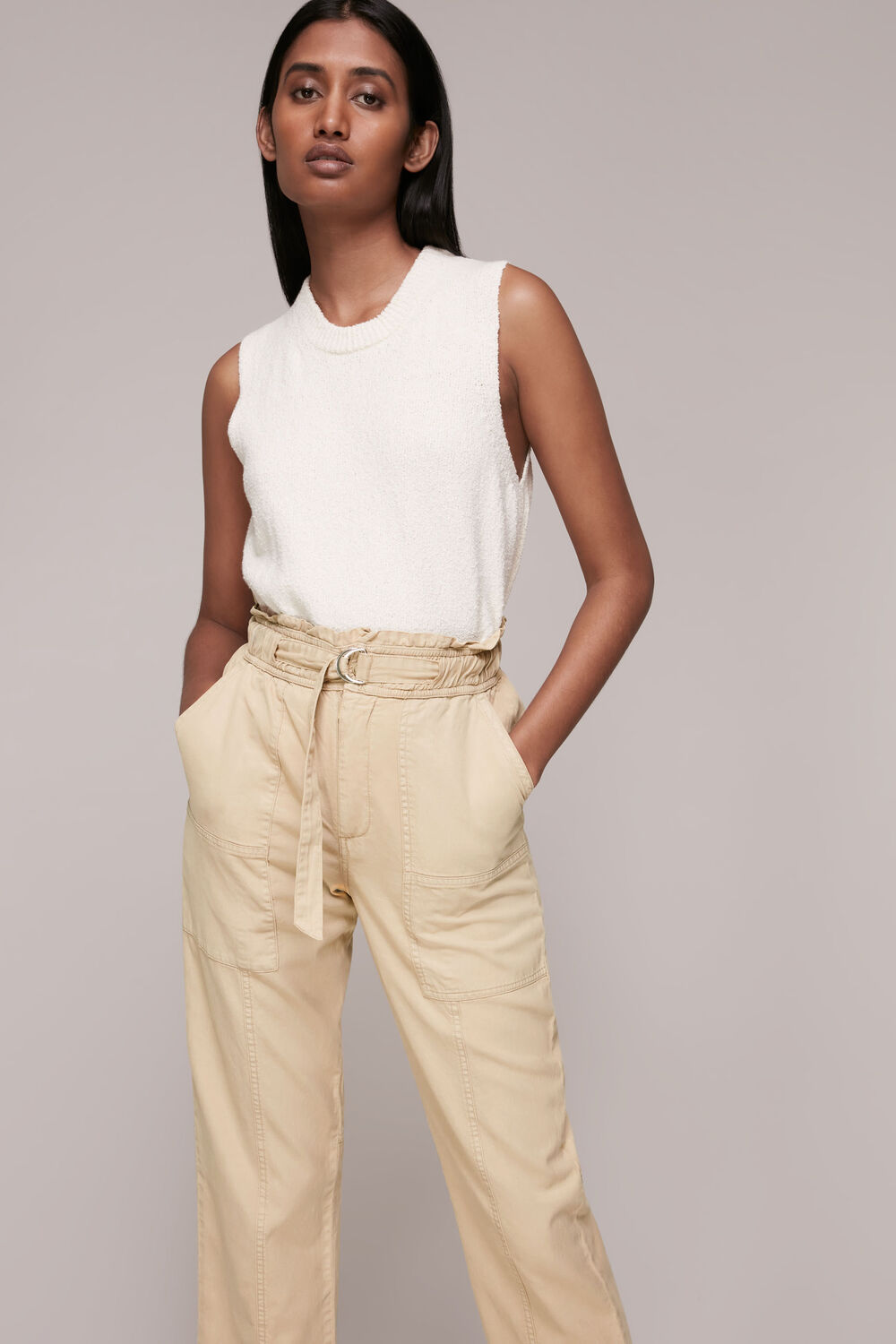 Camel Cargo Straight Leg Trouser